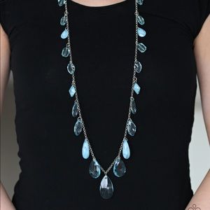 Silver and clear blue crystals